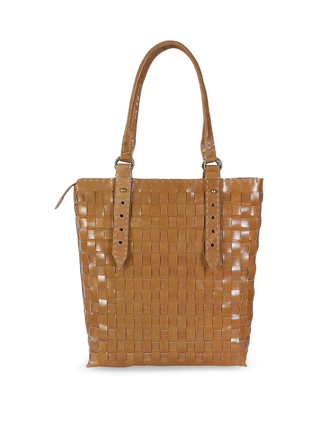 

Goatter Tan Leather Oversized Structured Shoulder Bag