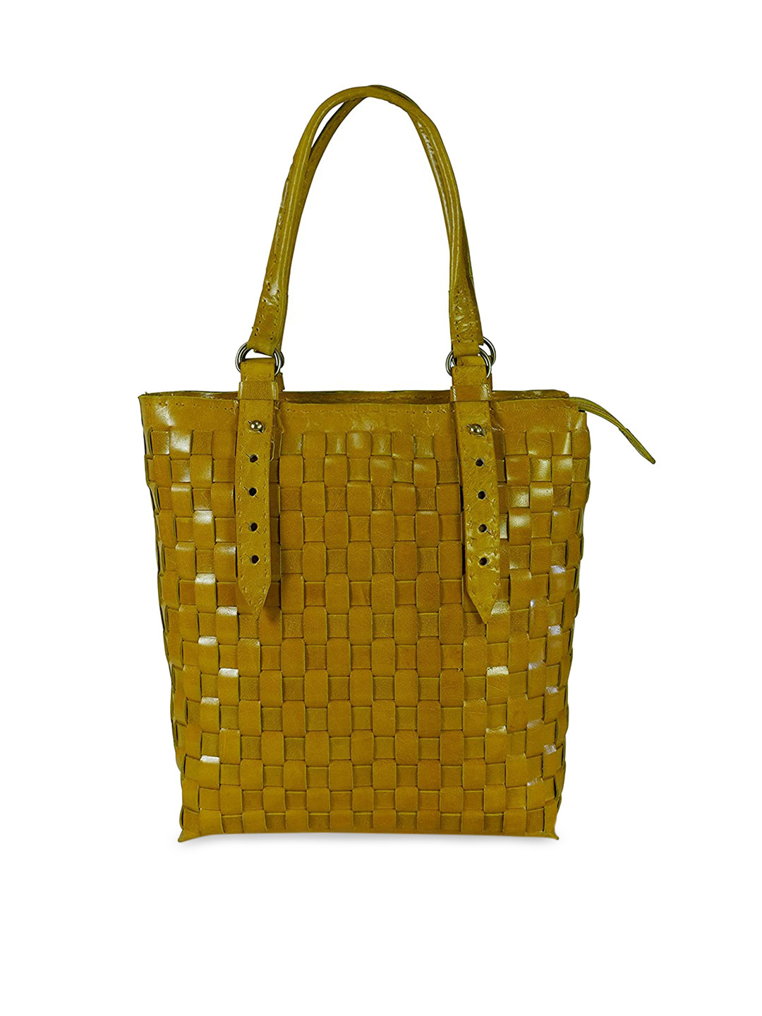 

Goatter Yellow Textured Leather Structured Tote Bag