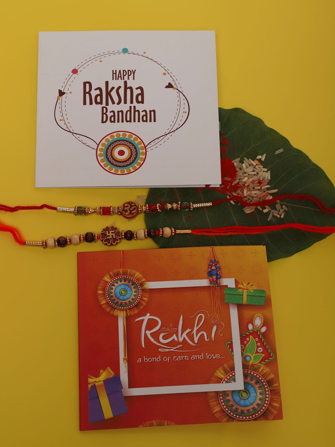 

YouBella Men Set Of 2 Multi-Colored Rakhi With 2 Greeting Cards, Red