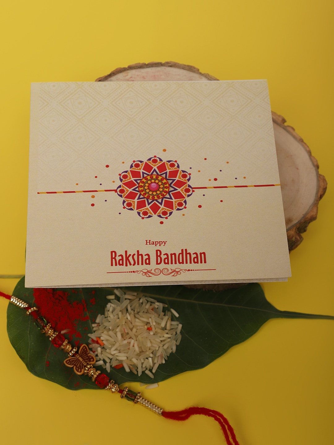 

YouBella Men Red Beaded Thread Rakhi With Greeting Card