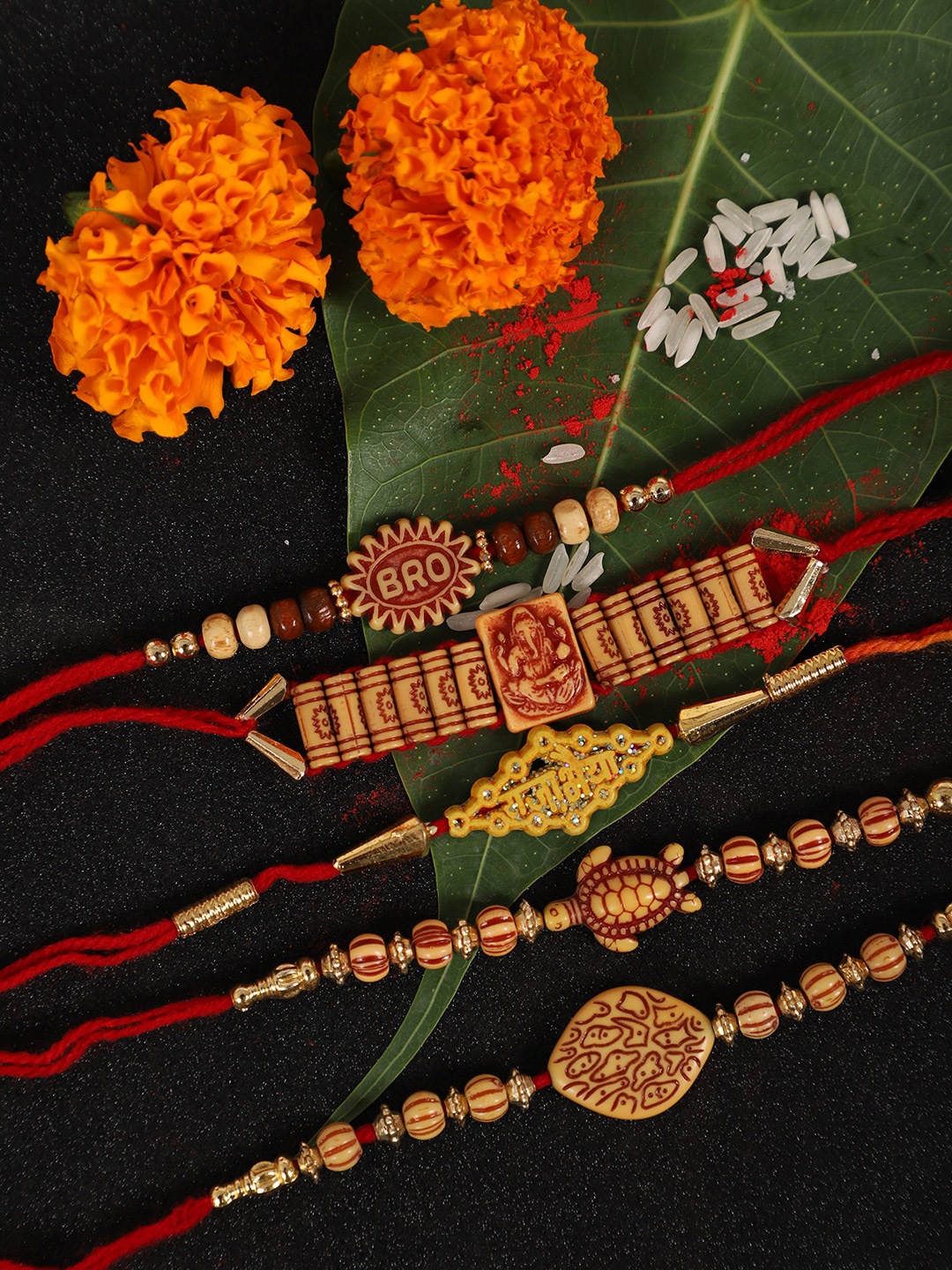 

YouBella Men Pack Of 5 Multi-Colored Tie-Up Rakhi