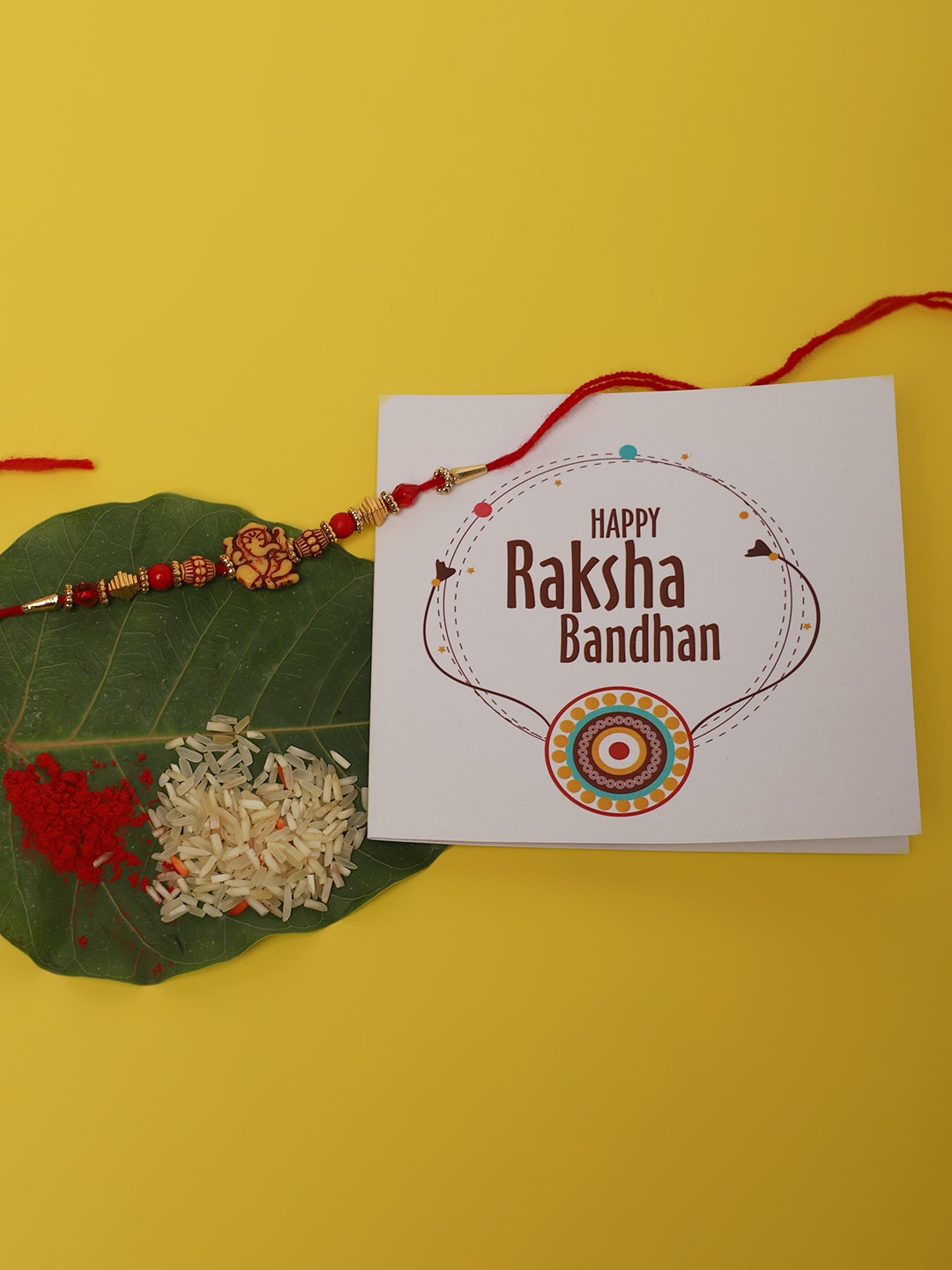 

YouBella Men Rakhi and 1 Greeting Card for Brother combo, Gold