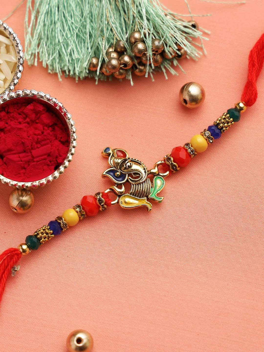 

Aapno Rajasthan Multicolored Ganapati Motif Rakhi, Multi