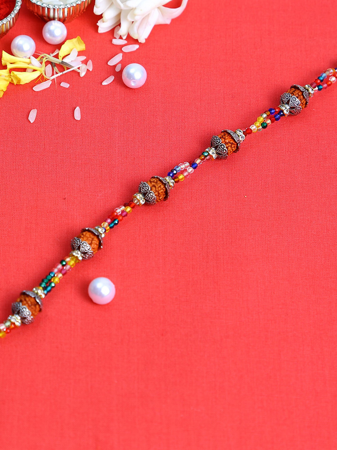 

Aapno Rajasthan Multicoloured Rudraksh Beads Rakhi, Multi