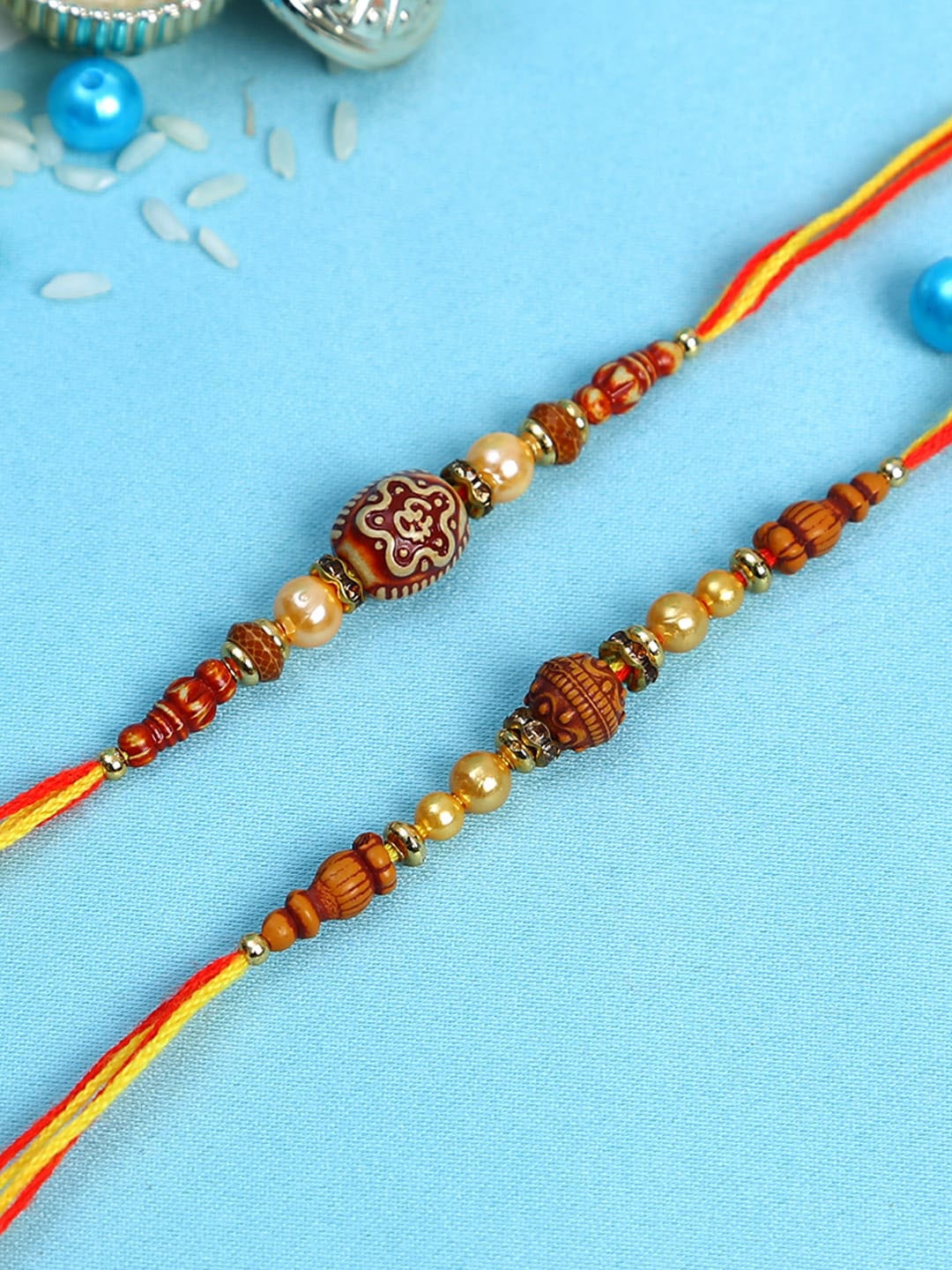 

Aapno Rajasthan Set of 2 Multicolored Beaded Thread Rakhi, Multi