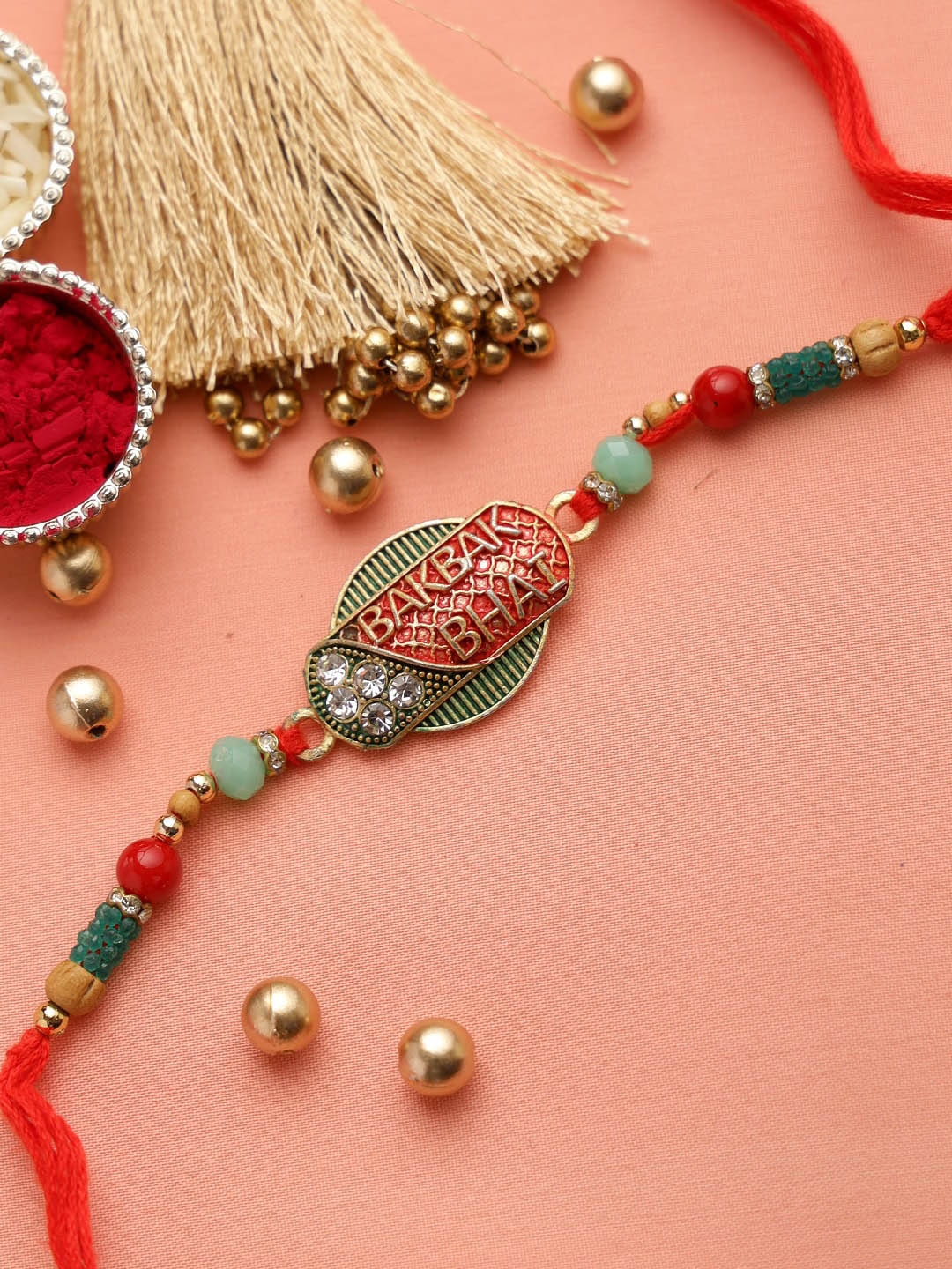 

Aapno Rajasthan Green & Red BAKBAK BHAI Rakhi