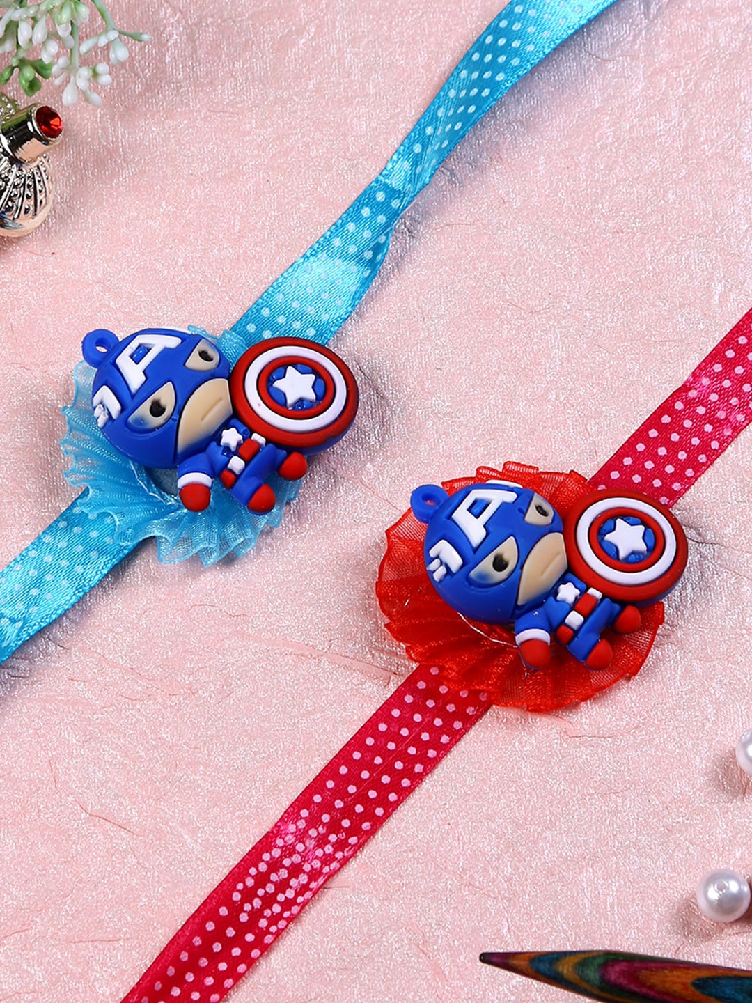 

Aapno Rajasthan Kids Set of 2 Three Tier Colorful Beads Rakhi, Multi