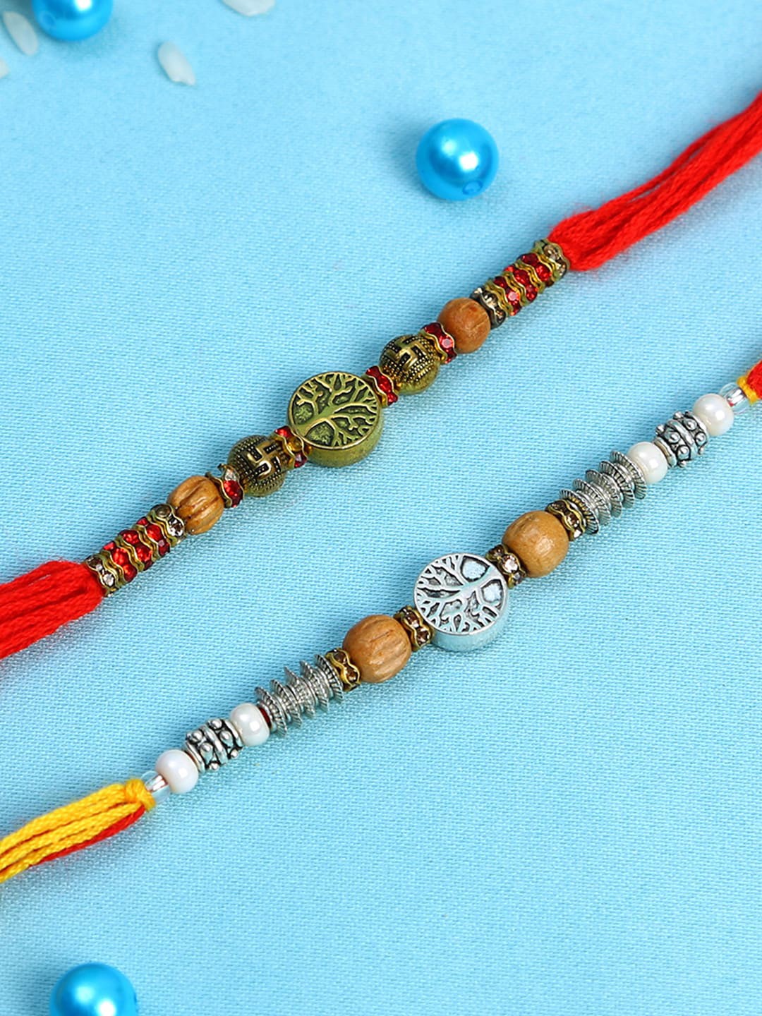 

Aapno Rajasthan Set of 2 Multicolored Woodland Thread Rakhi, Multi