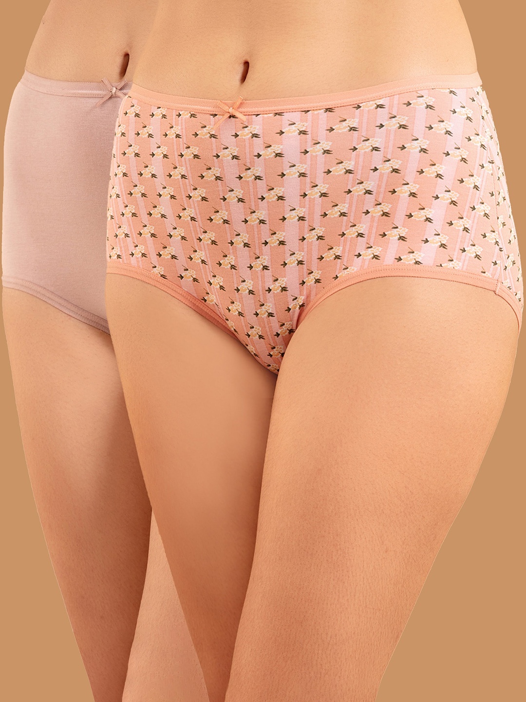 

Nykd Women Pack Of 2 Printed Basic Cotoon Briefs, Pink