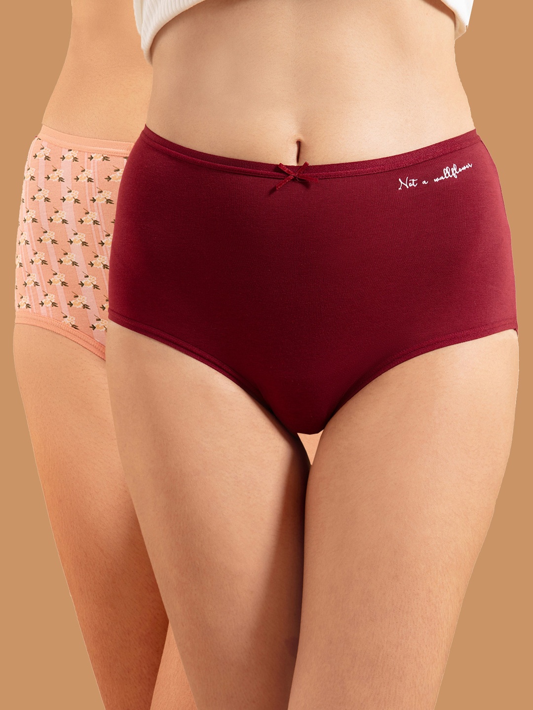 

Nykd Women Pack Of 2 Printed Basic Cotton Briefs, Pink