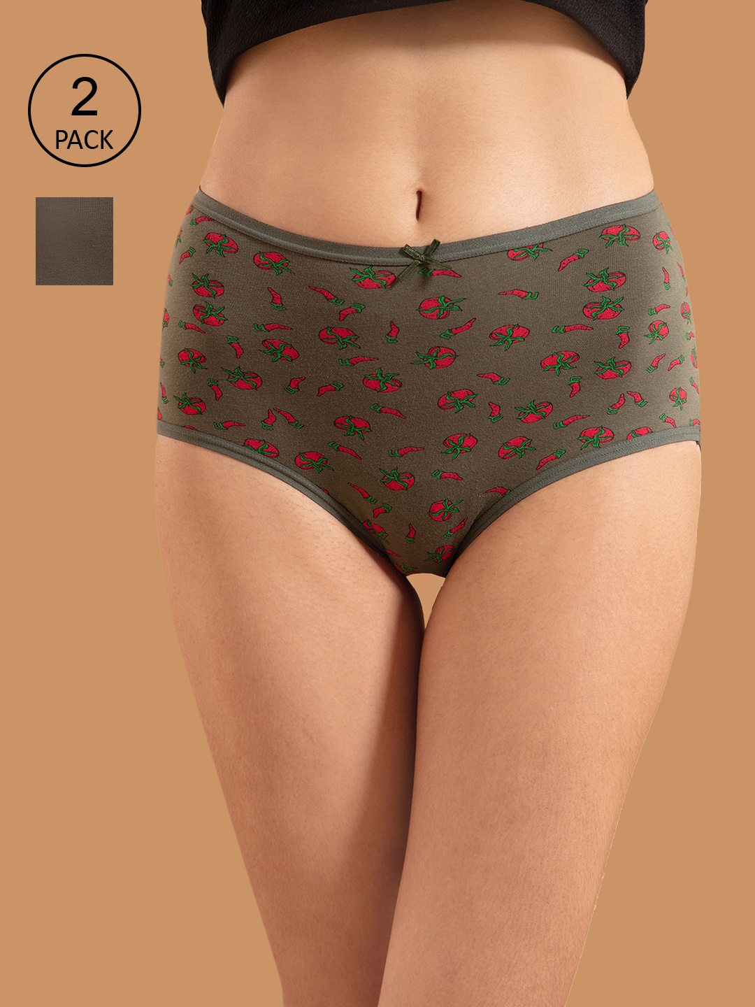 

Nykd Women Pack Of 2 Cotton Basic Briefs, Grey