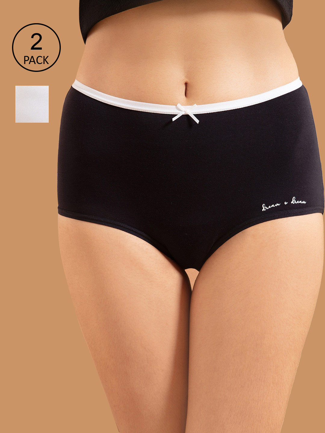 

Nykd Women Pack Of 2 Black & White Solid Cotton Basic Briefs NYP012