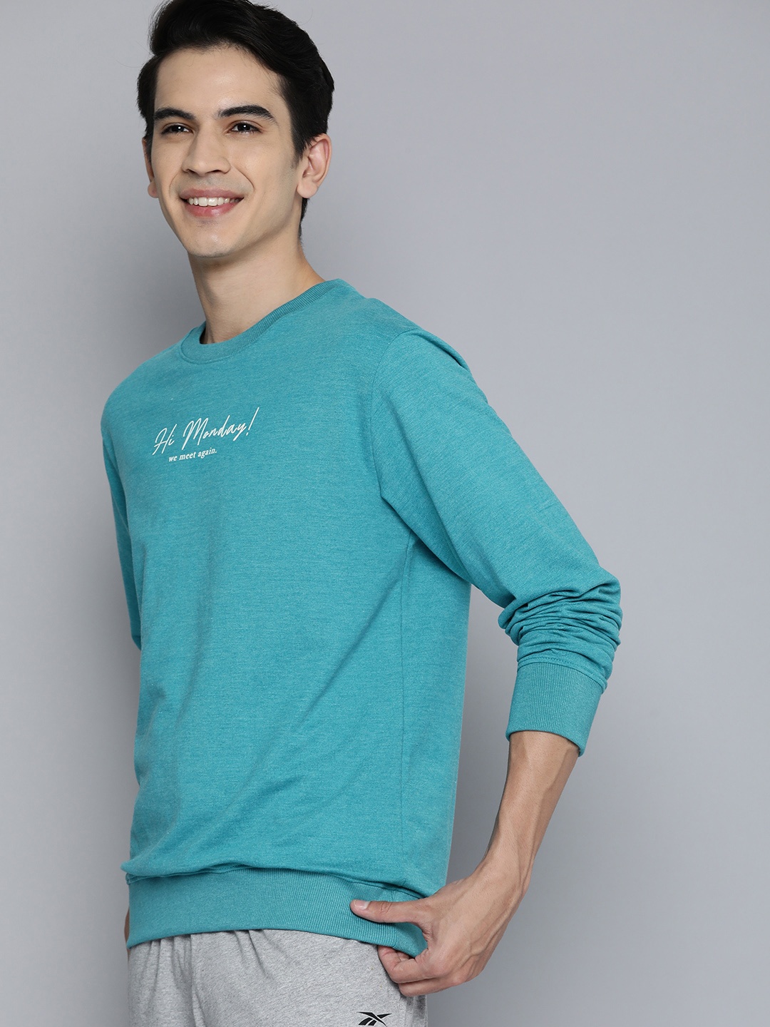

M&H Easy Men Blue Printed Sweatshirt