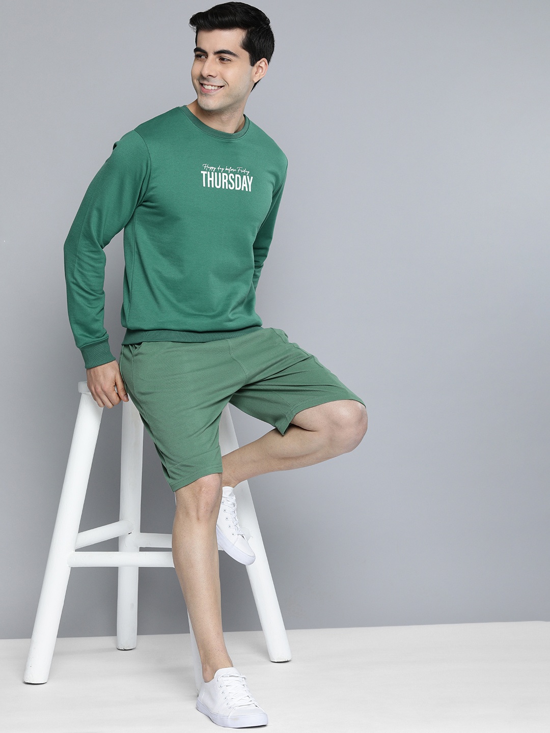 

M&H Easy Men Green Typography Printed Sweatshirt