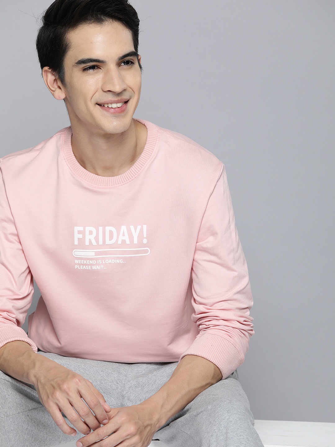 

M&H Easy Men Pink Printed Applique Sweatshirt