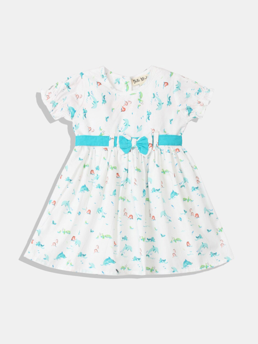 

Bella Moda White & light cyan Ethnic Dress