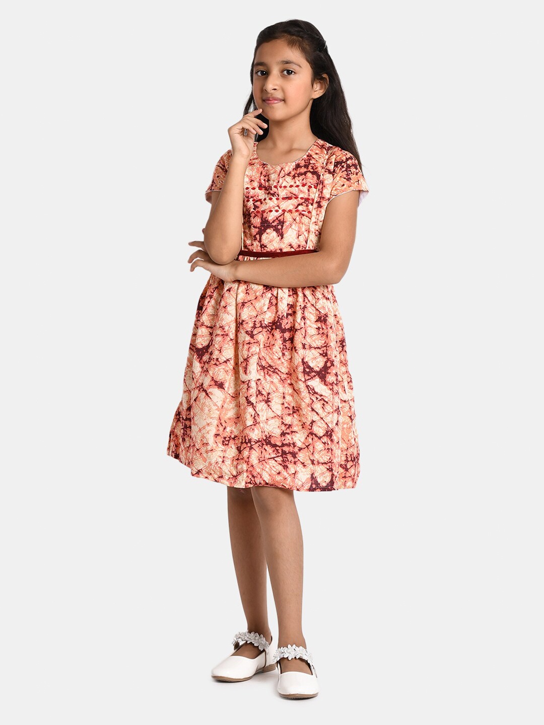 

Bella Moda Orange Printed Dress