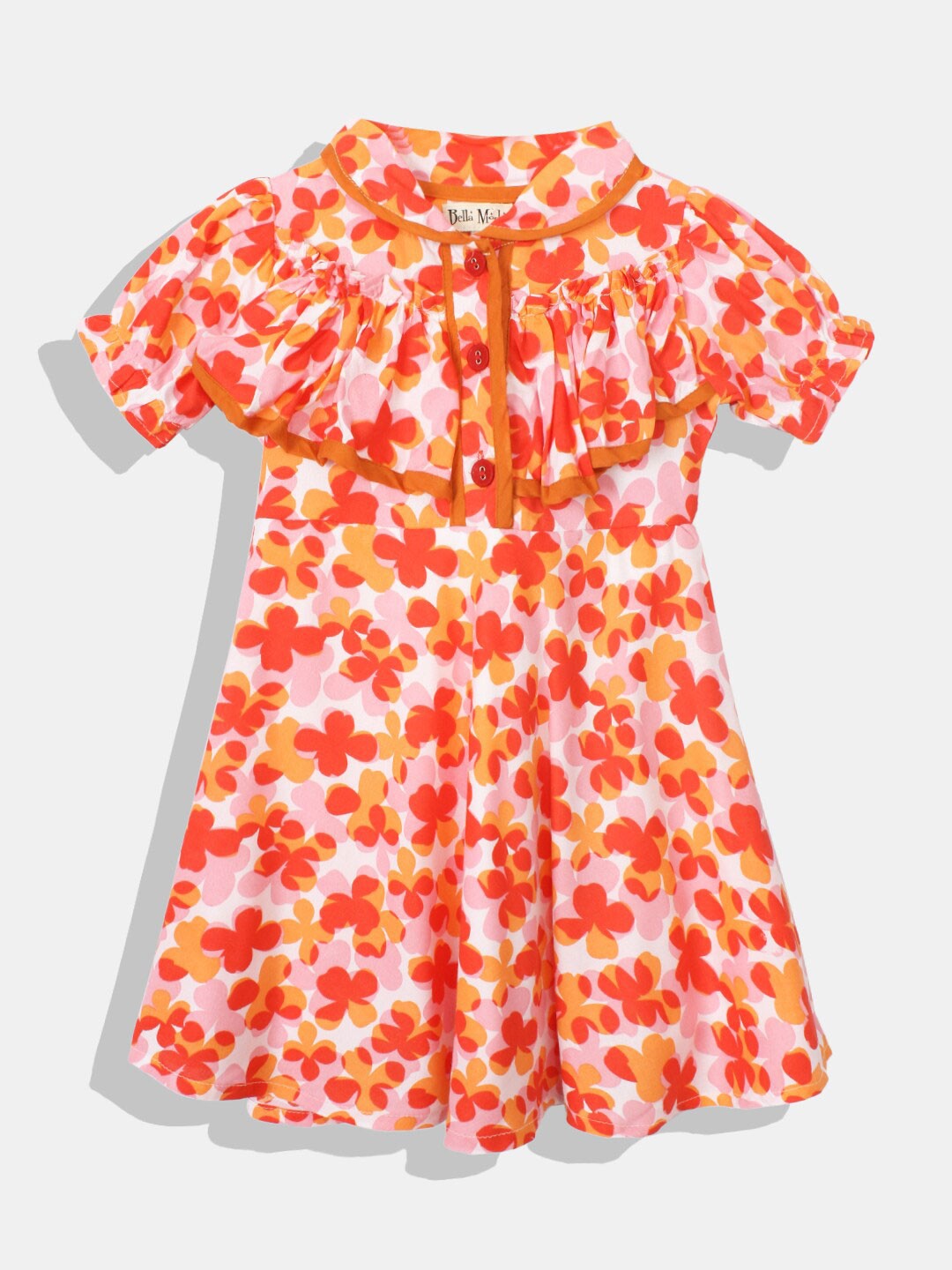 

Bella Moda Red Floral Ethnic A-Line Dress
