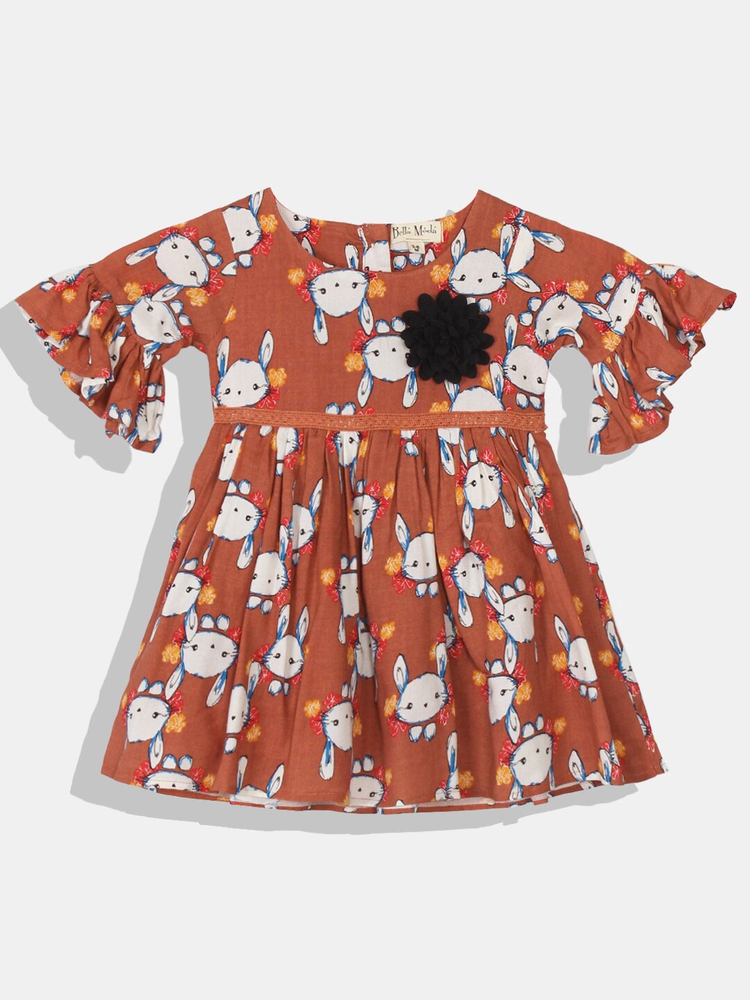 

Bella Moda Brown Floral Ethnic Empire Dress