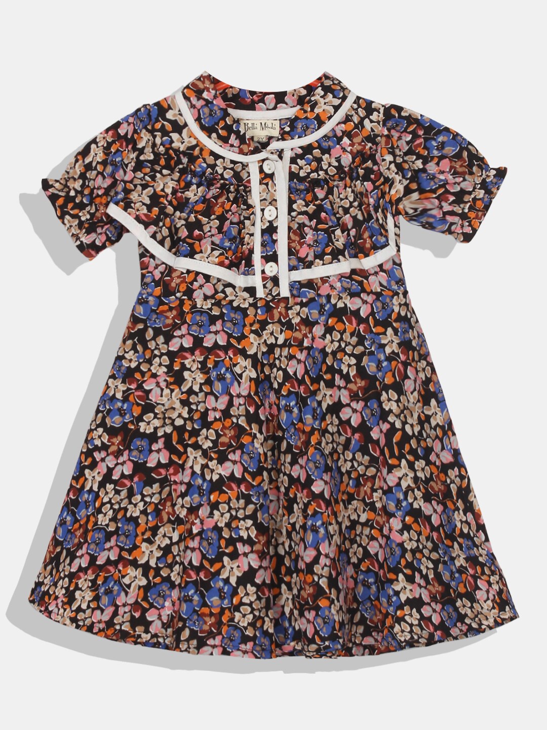 

Bella Moda Kids Girls Black Floral Printed A-Line Dress