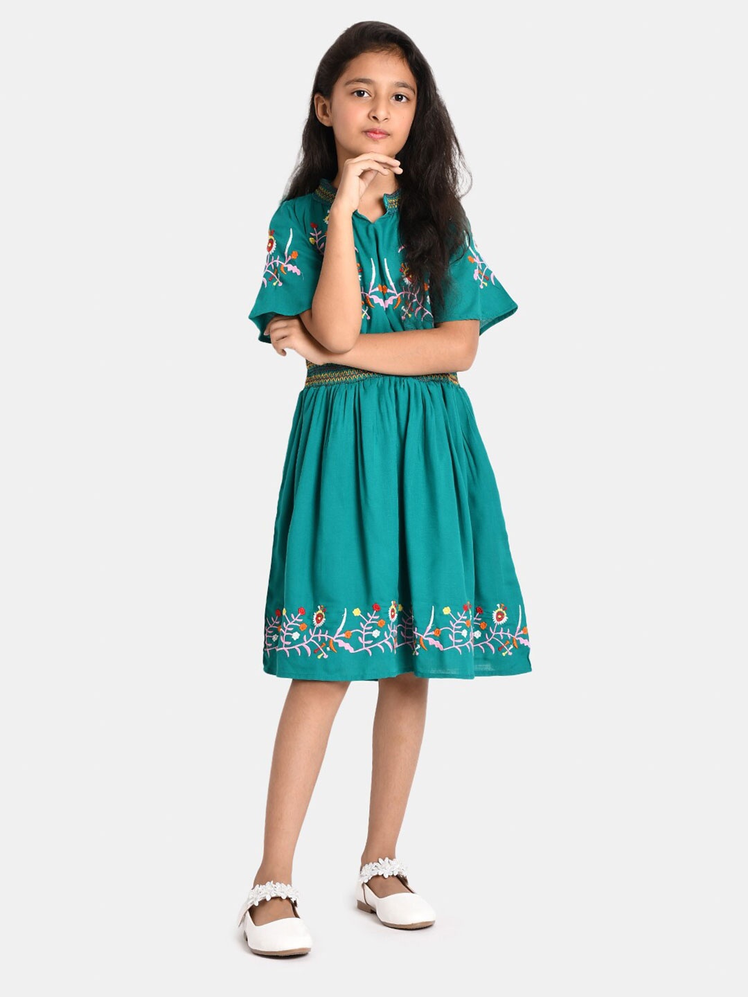 

Bella Moda Grey & meadowbrook Floral Ethnic Dress, Sea green