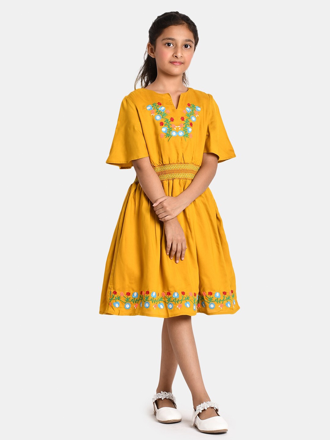 

Bella Moda Yellow Floral Ethnic Dress