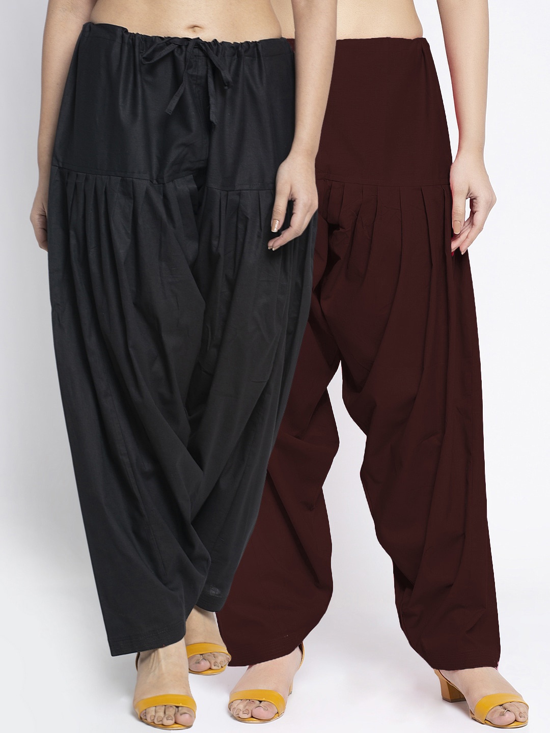 

GRACIT Women Pack of 2 Solid Loose Fit Cotton Salwars, Black