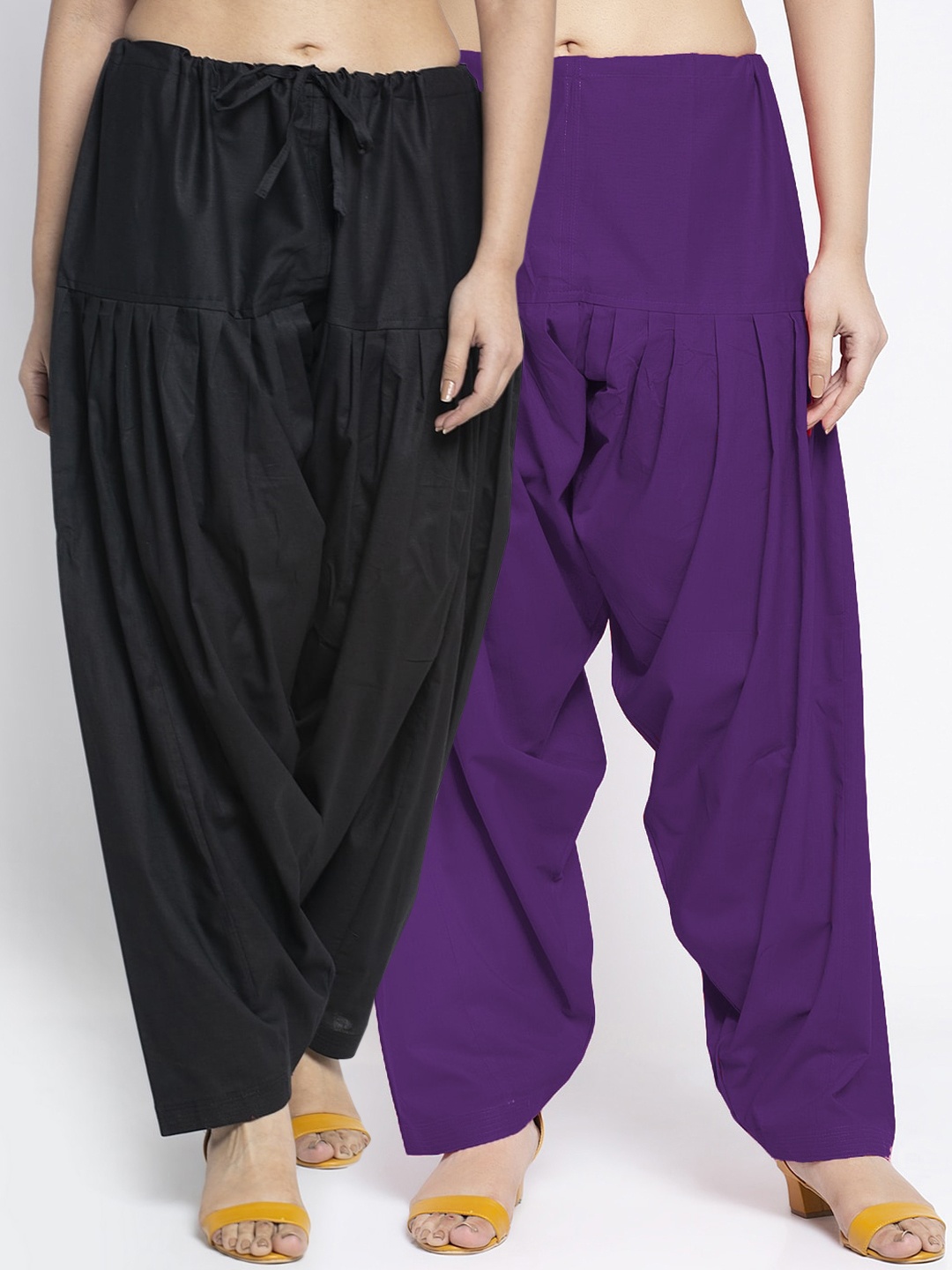

GRACIT Women Pack Of 2 Solid Cotton Salwars, Black