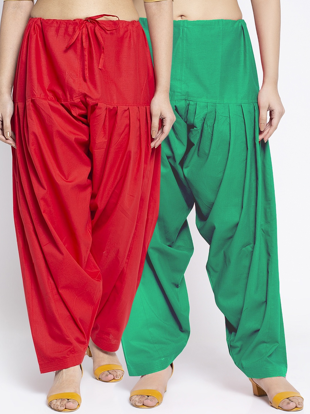 

GRACIT Women Pack Of 2 Solid Pure Cotton Loose-Fit Salwars, Red