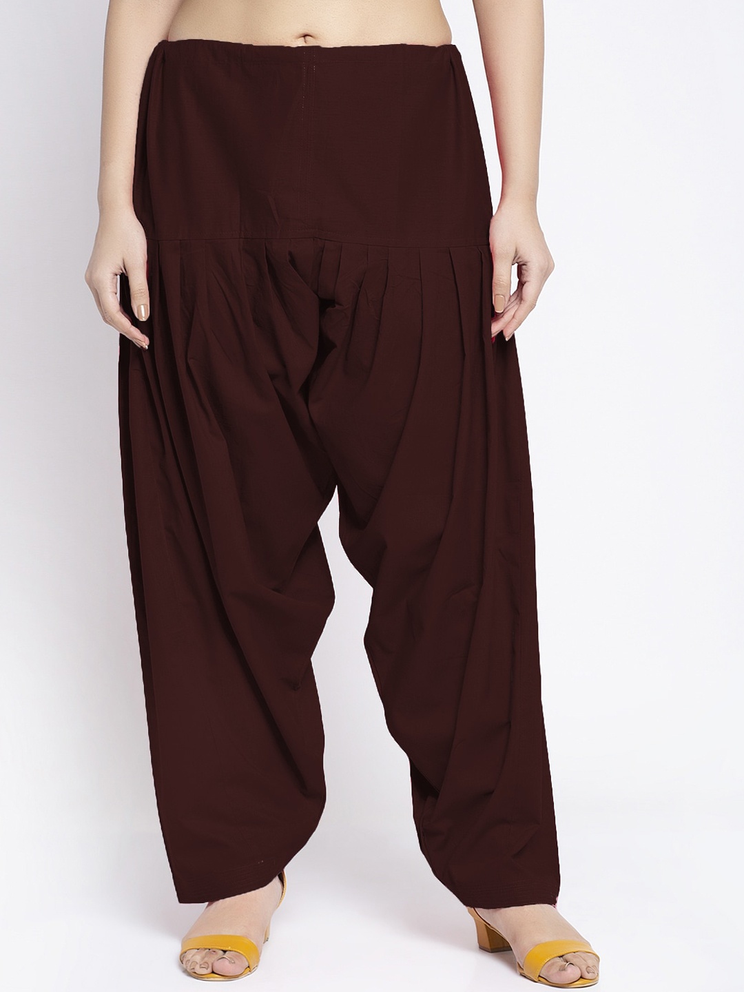 

GRACIT Women Brown Solid Pure Cotton Loose-Fit Salwars