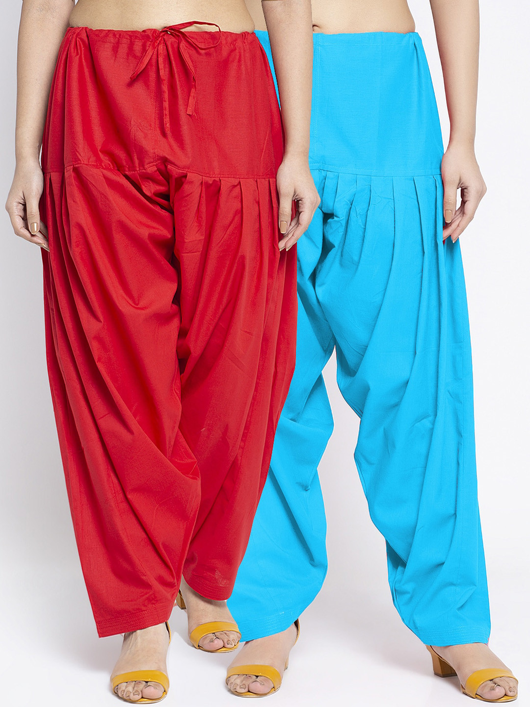 

GRACIT Women Pack Of 2 Solid Pure Cotton Loose-Fit Salwars, Red