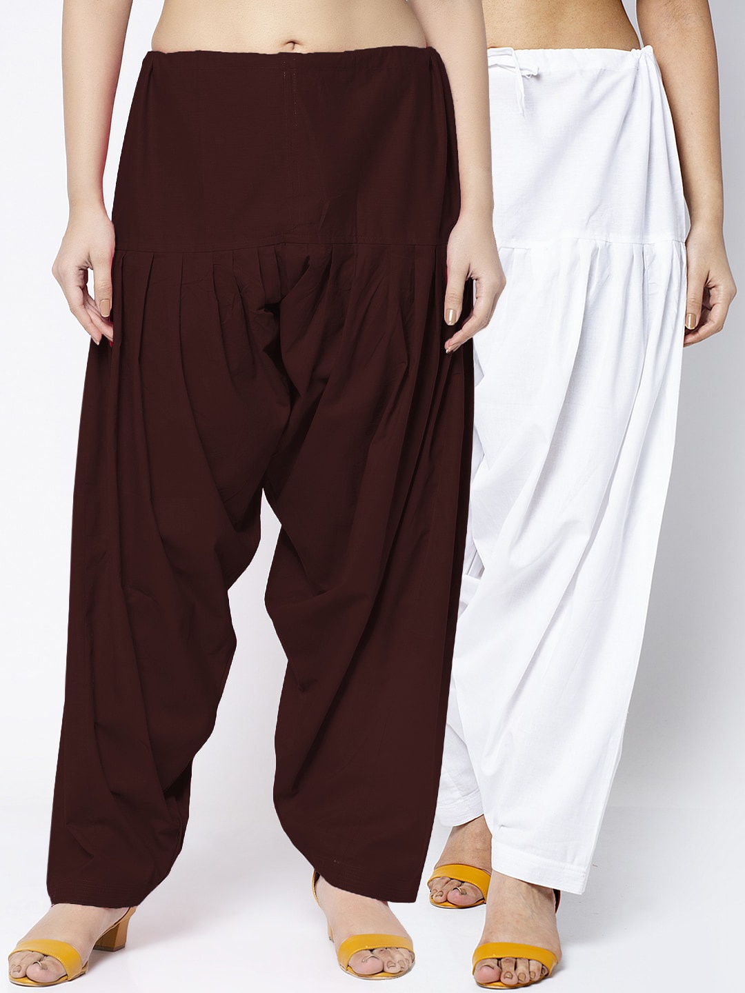 

GRACIT Women Pack Of 2 Solid Pure Cotton Loose-Fit Salwars, White