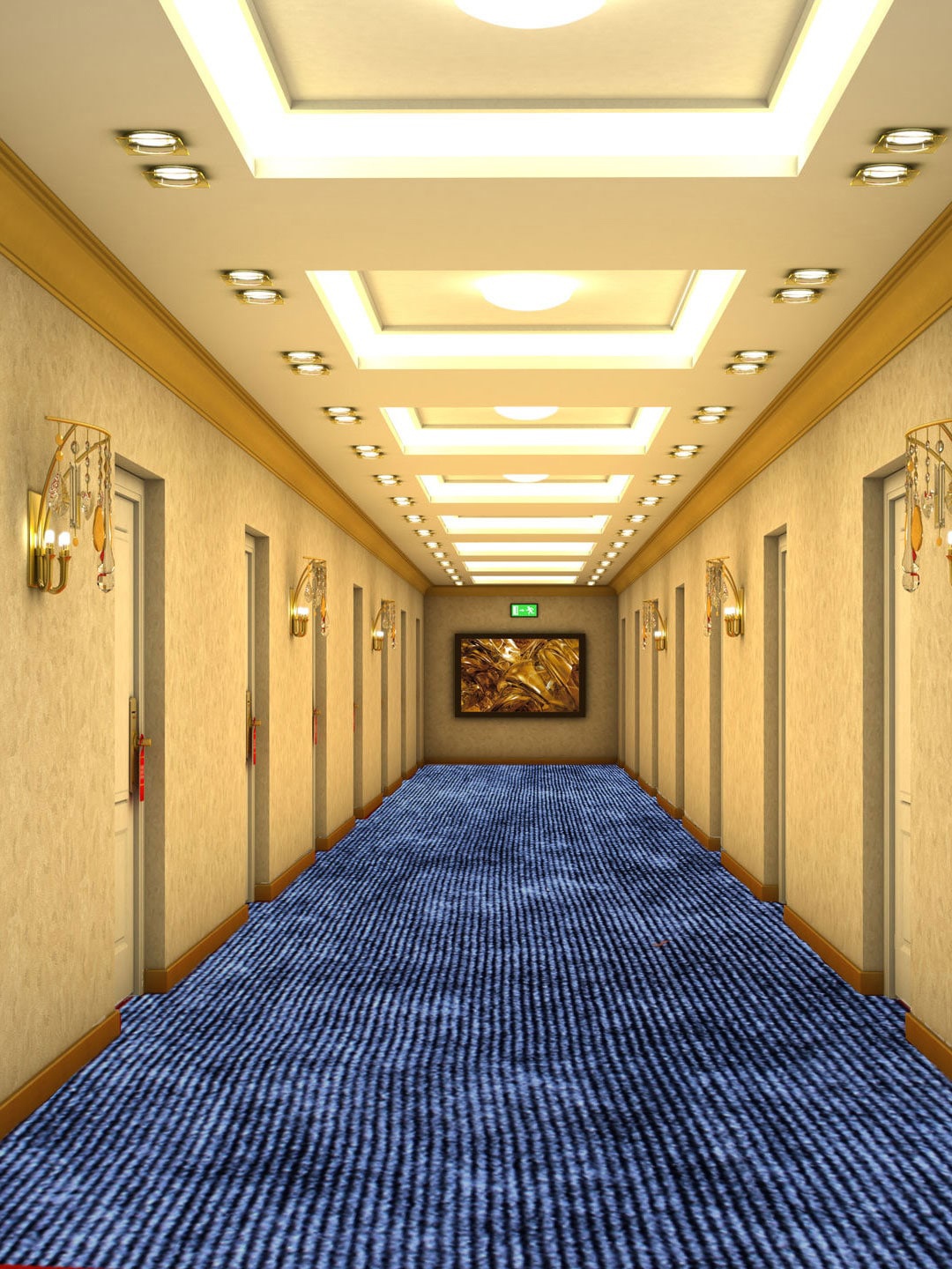 

LUXEHOME INTERNATIONAL Blue Striped Rectangular Arizona Floor Carpet