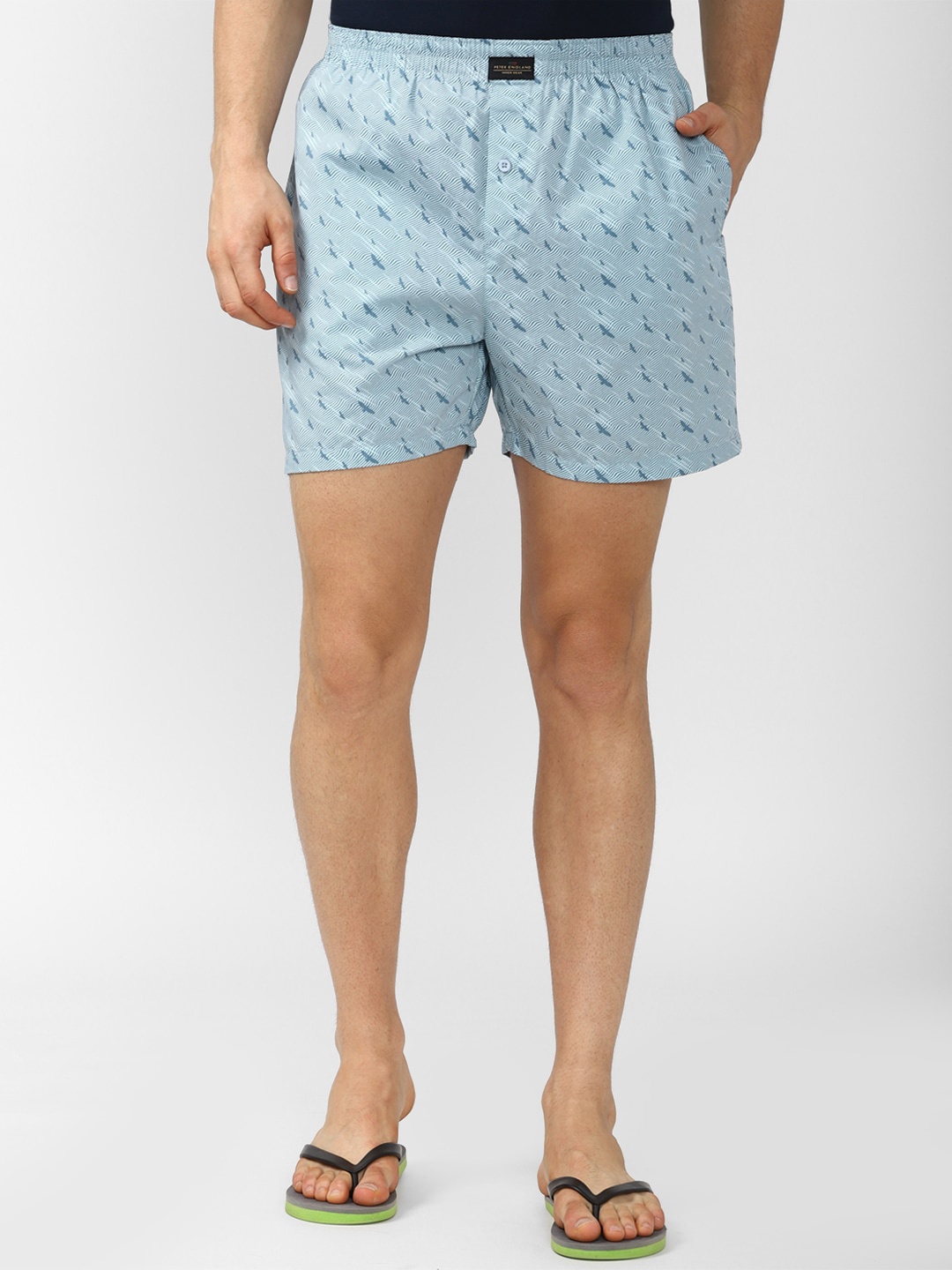 

Peter England Men Blue Printed Pure Cotton Boxers