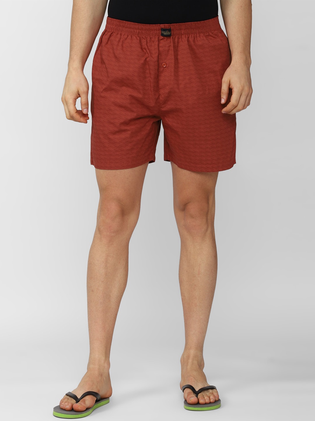 

Peter England Men Red Printed Pure Cotton Boxers
