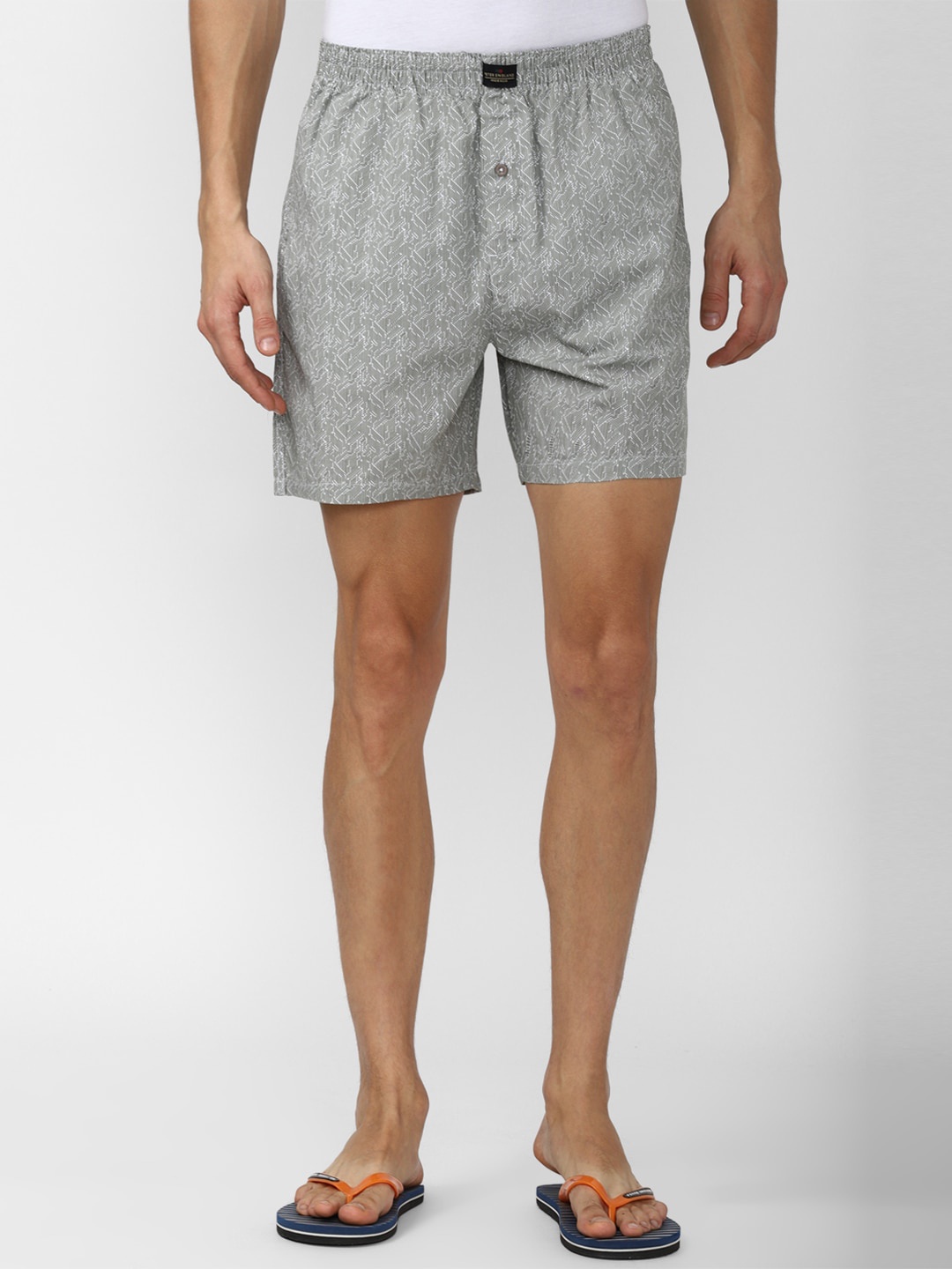

Peter England Men Grey & White Printed Pure Cotton Boxers