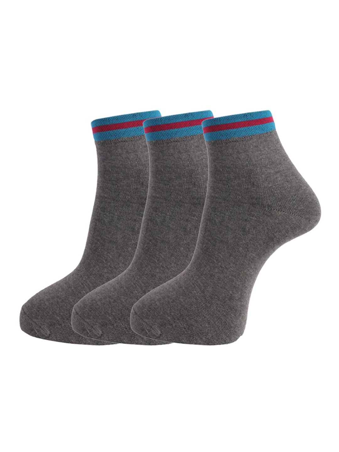 

Dollar Socks Men Pack Of 3 Patterned Cotton Ankle-Length Socks, Grey