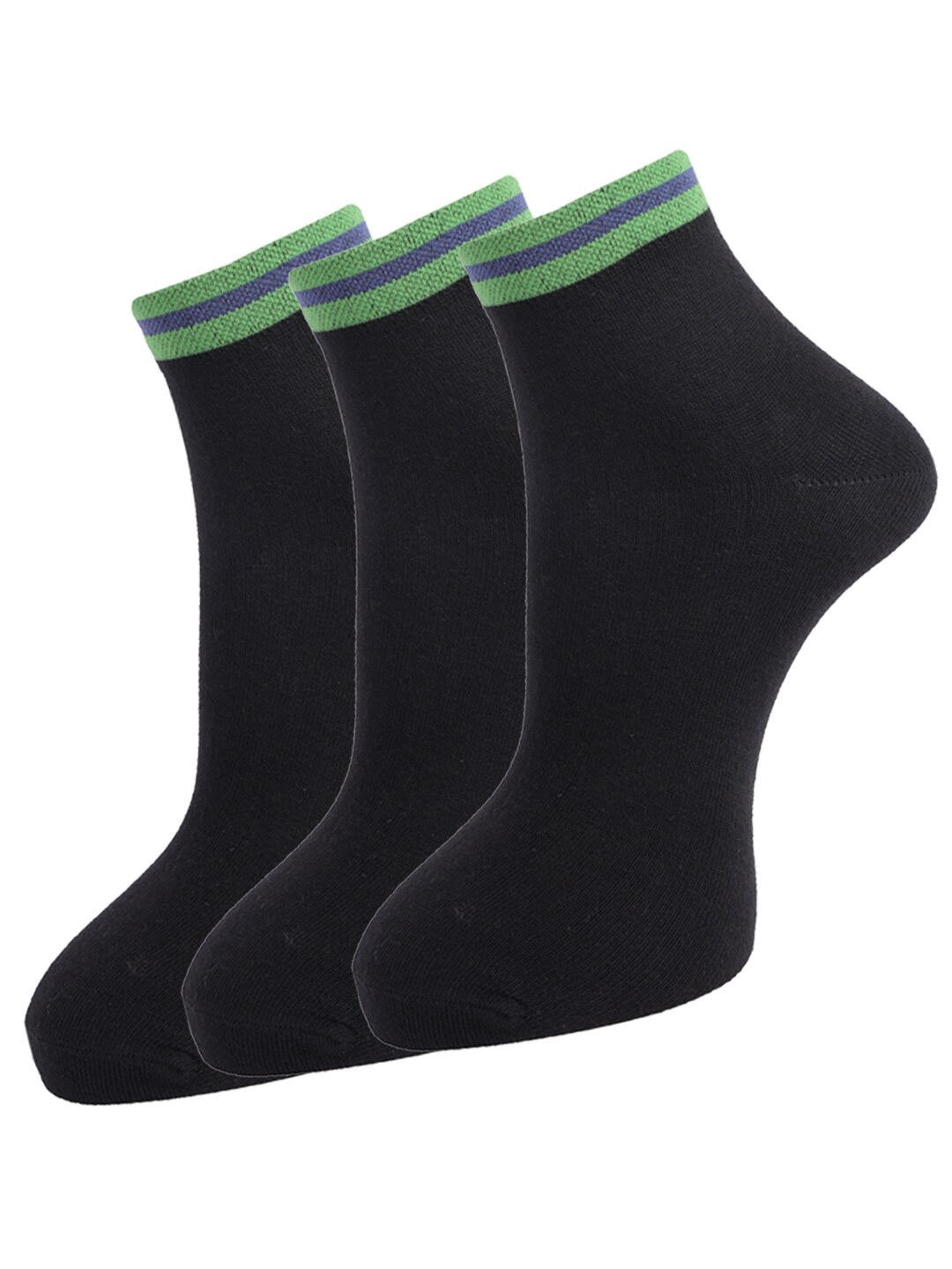

Dollar Socks Men Pack Of 3 Patterned Cotton Ankle-Length Socks, Black