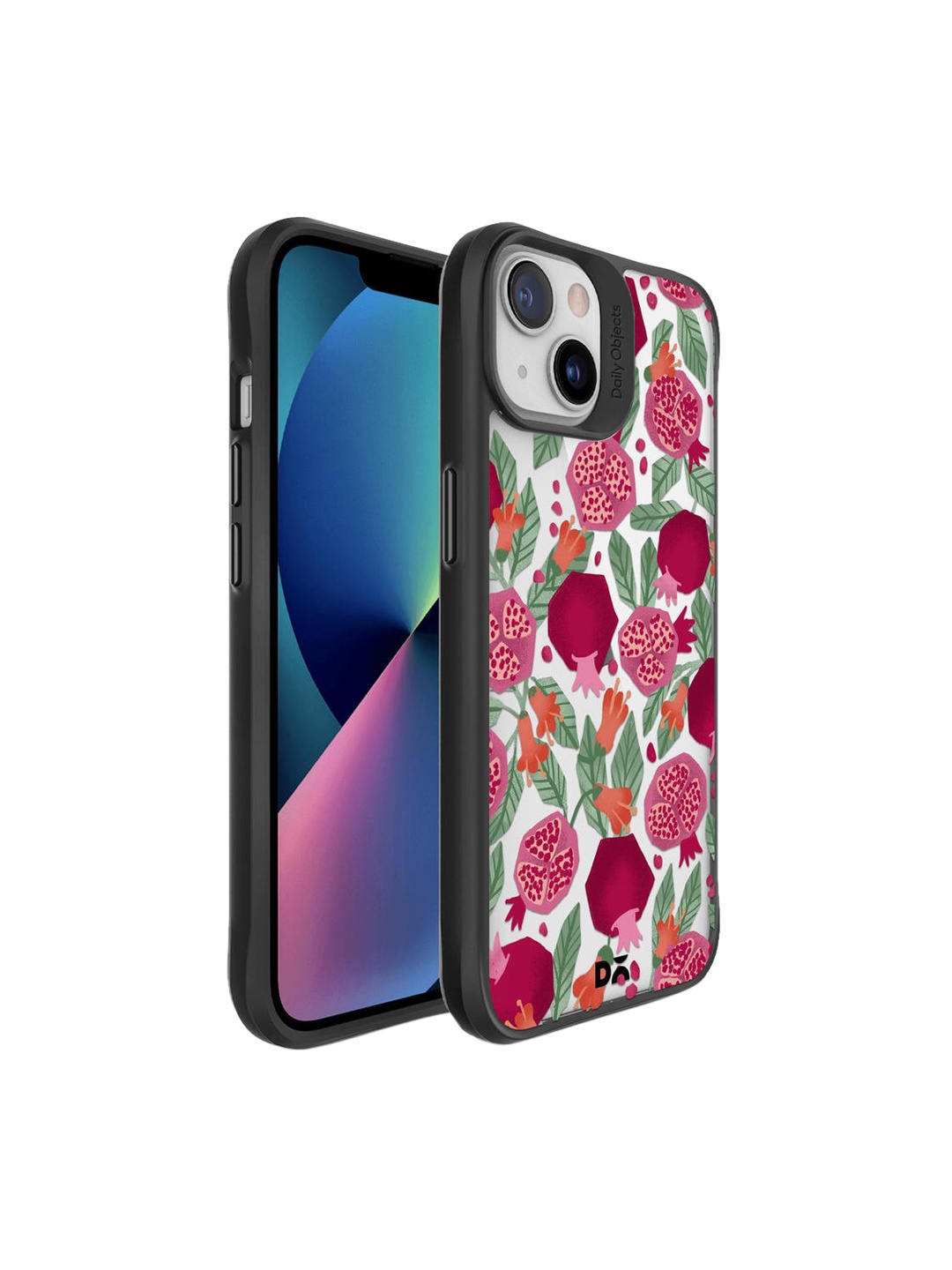 

DailyObjects White & Pink Pomegranate Party Black Hybrid Clear iPhone 13 Back Case