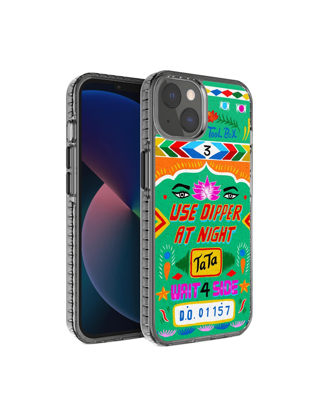 

DailyObjects Black & Green Nasheele Naina Truckback Stride iPhone 13 Back Case
