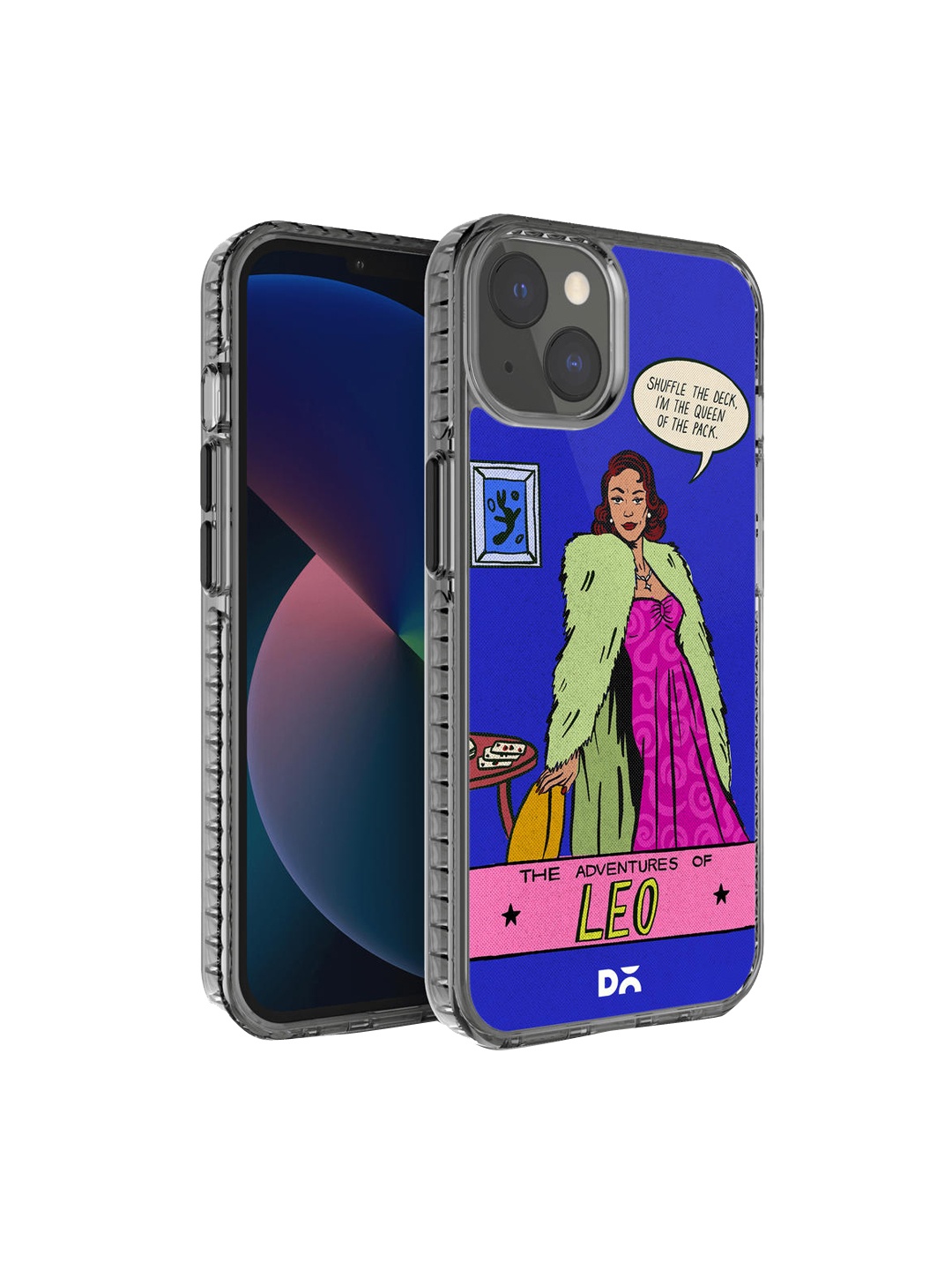

DailyObjects Blue & Pink Printed Leo Hybrid Clear iPhone 13 Phone Case