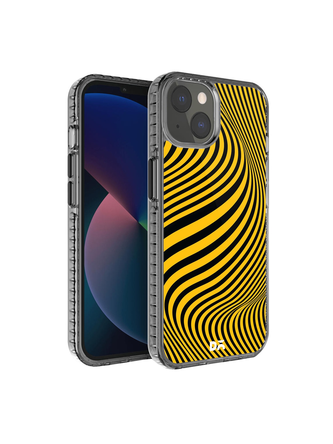 

DailyObjects Black & Yellow Ochre Waves Stride iPhone 13 Back Case