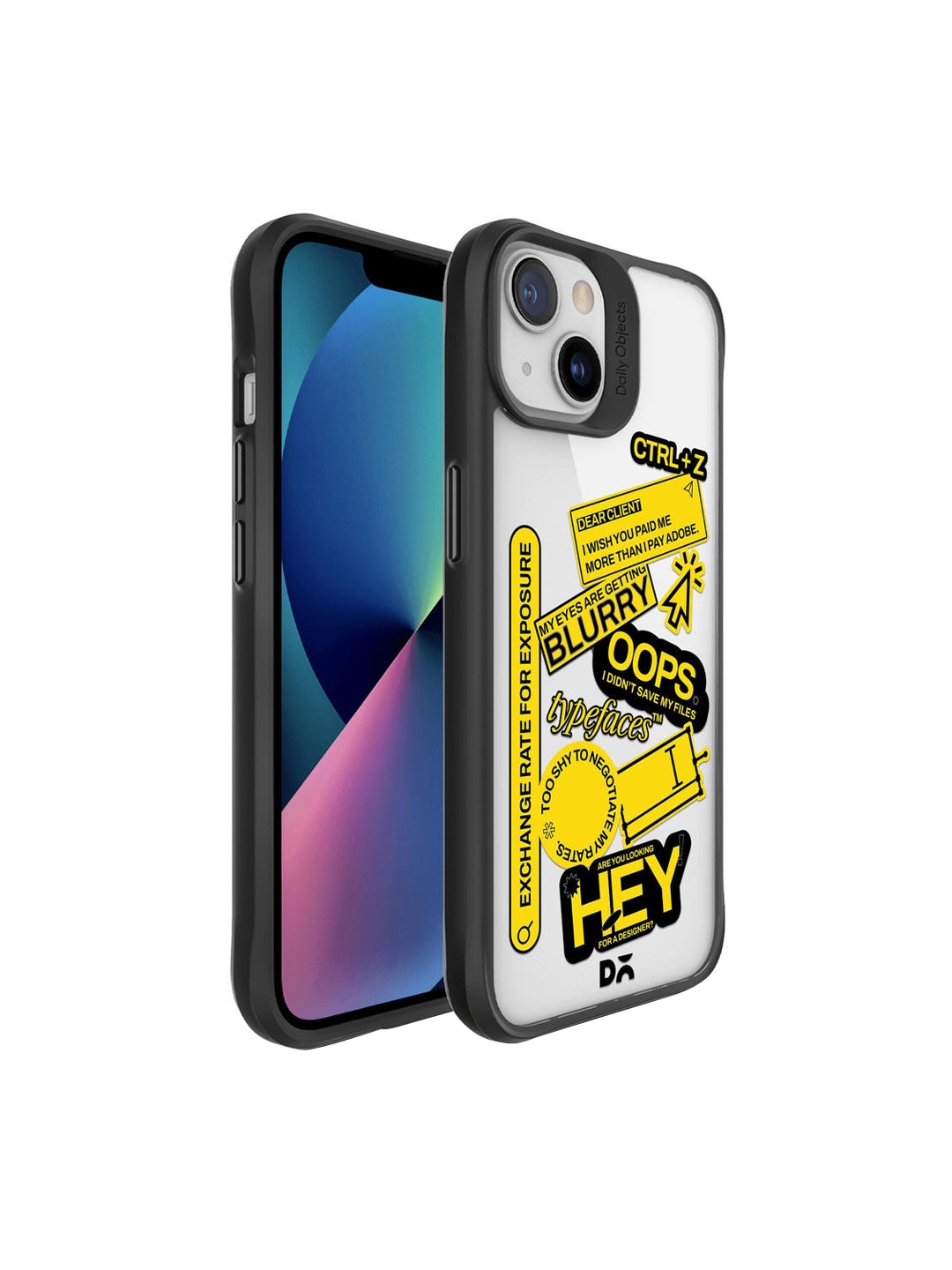 

DailyObjects Yellow & Black Designer Life Printed Hybrid Clear iPhone 13 Phone Case