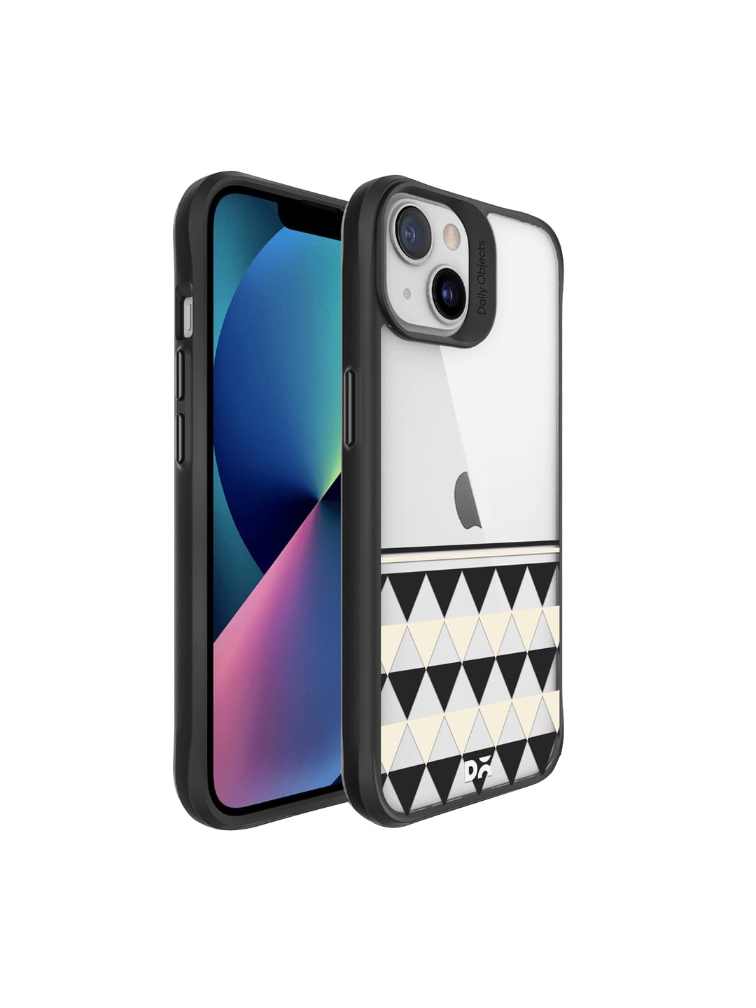 

DailyObjects Black & White Triangles Duo Black Hybrid iPhone 13 Back Case