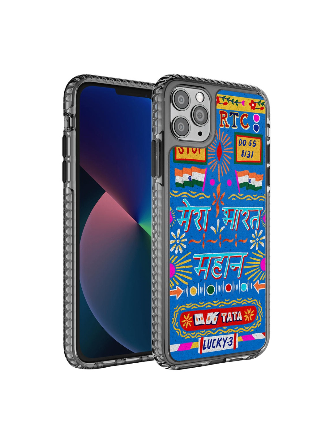 

DailyObjects Blue & Red Printed Mahaan Bharat Truchback Hybrid Clear iPhone 11 Pro Phone Case