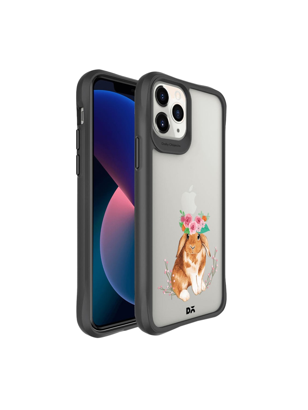 

DailyObjects Brown Flower Bunny Hybrid Clear iPhone 11 Pro Case Cover, Grey