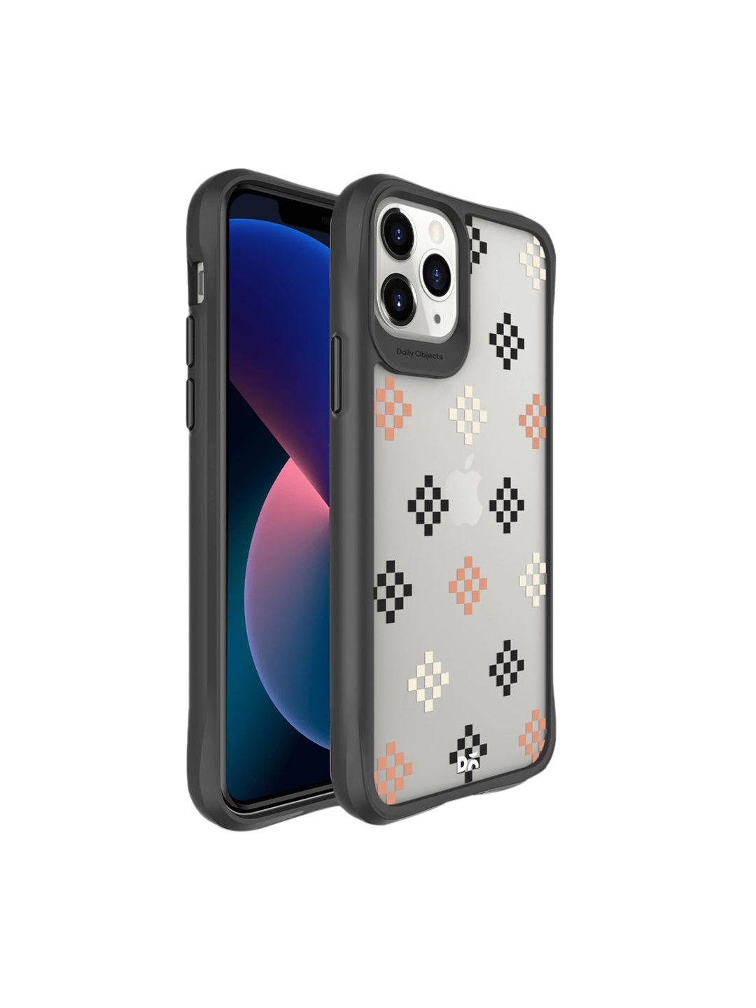 

DailyObjects Black & White Peach Diamonds Black Hybrid iPhone 11 Pro Back Case