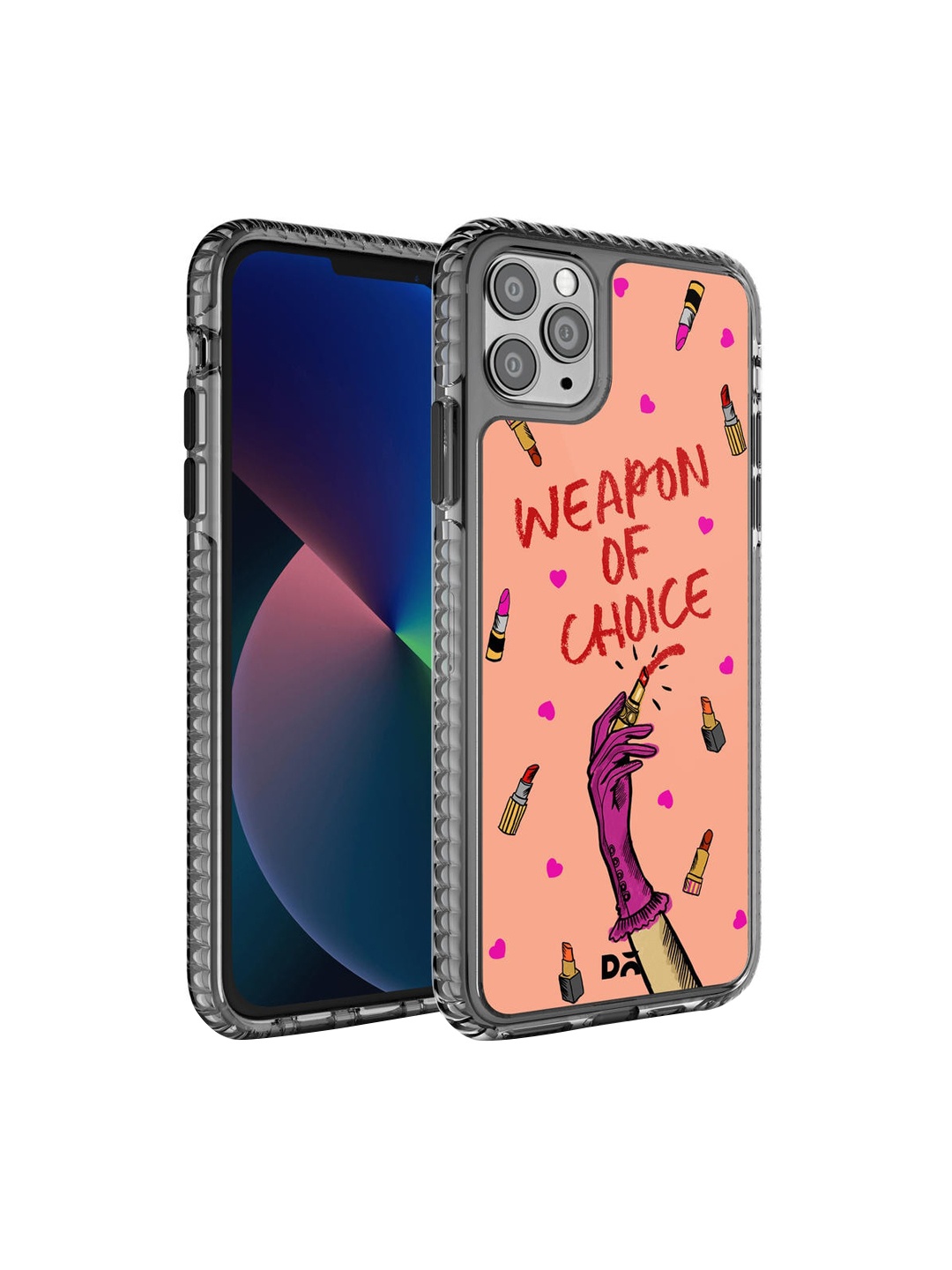 

DailyObjects Black & Peach Printed IPhone11 Pro Max Phone Back Case