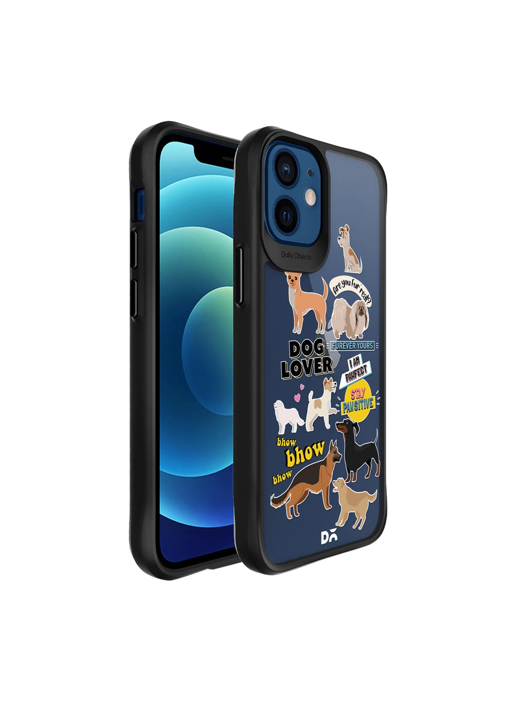 

DailyObjects Black & Blue Fur Babies Printed IPhone 12 Back Case