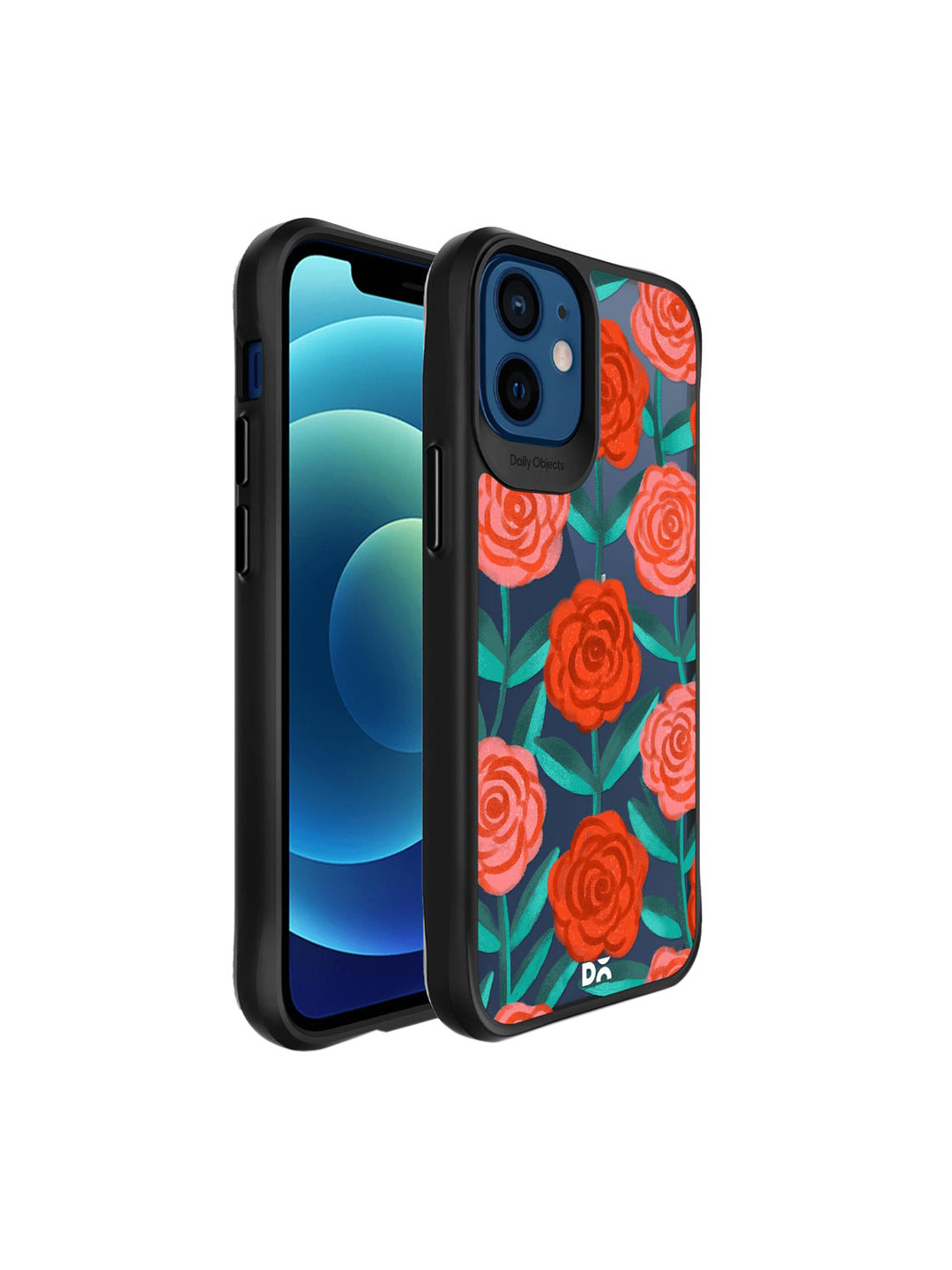 

DailyObjects Blue & Red Rosey Retreat Hybrid Clear Case Cover For iPhone 12